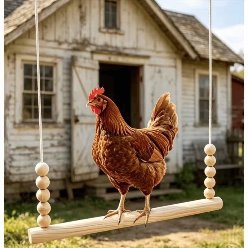 Your Happy Chicken 40cm Wooden Chicken Swing - Swing for Chickens