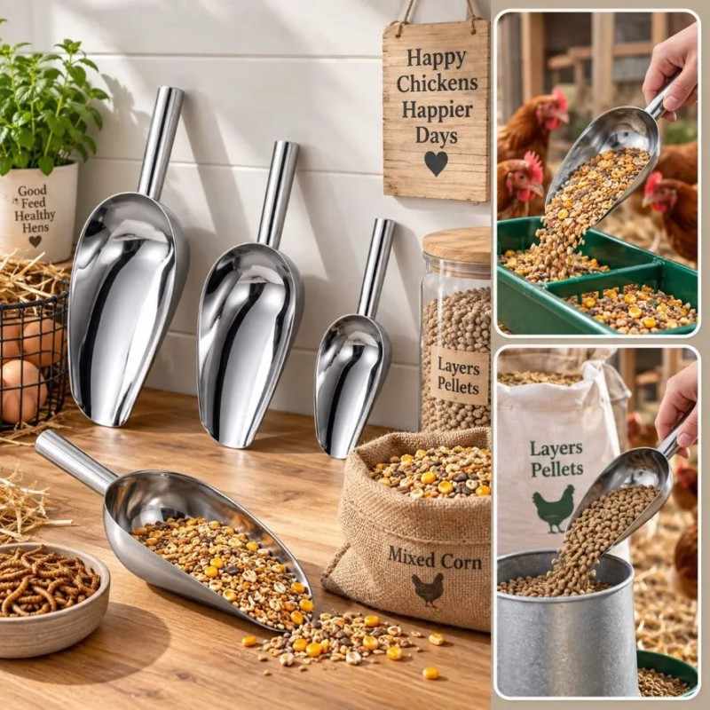 Your Happy Chicken Stainless Steel Scoop Set - Durable and Convenient