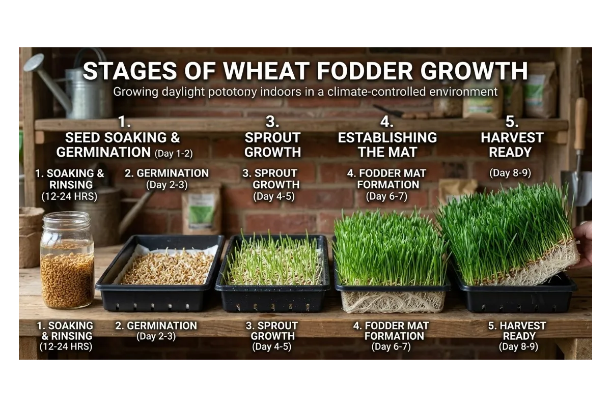 stage of wheat fodder growing